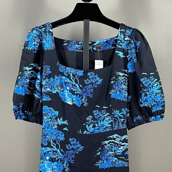 NEW Ann Taylor Dress Womens 4 black blue asian floral sheath classic - Picture 2 of 9